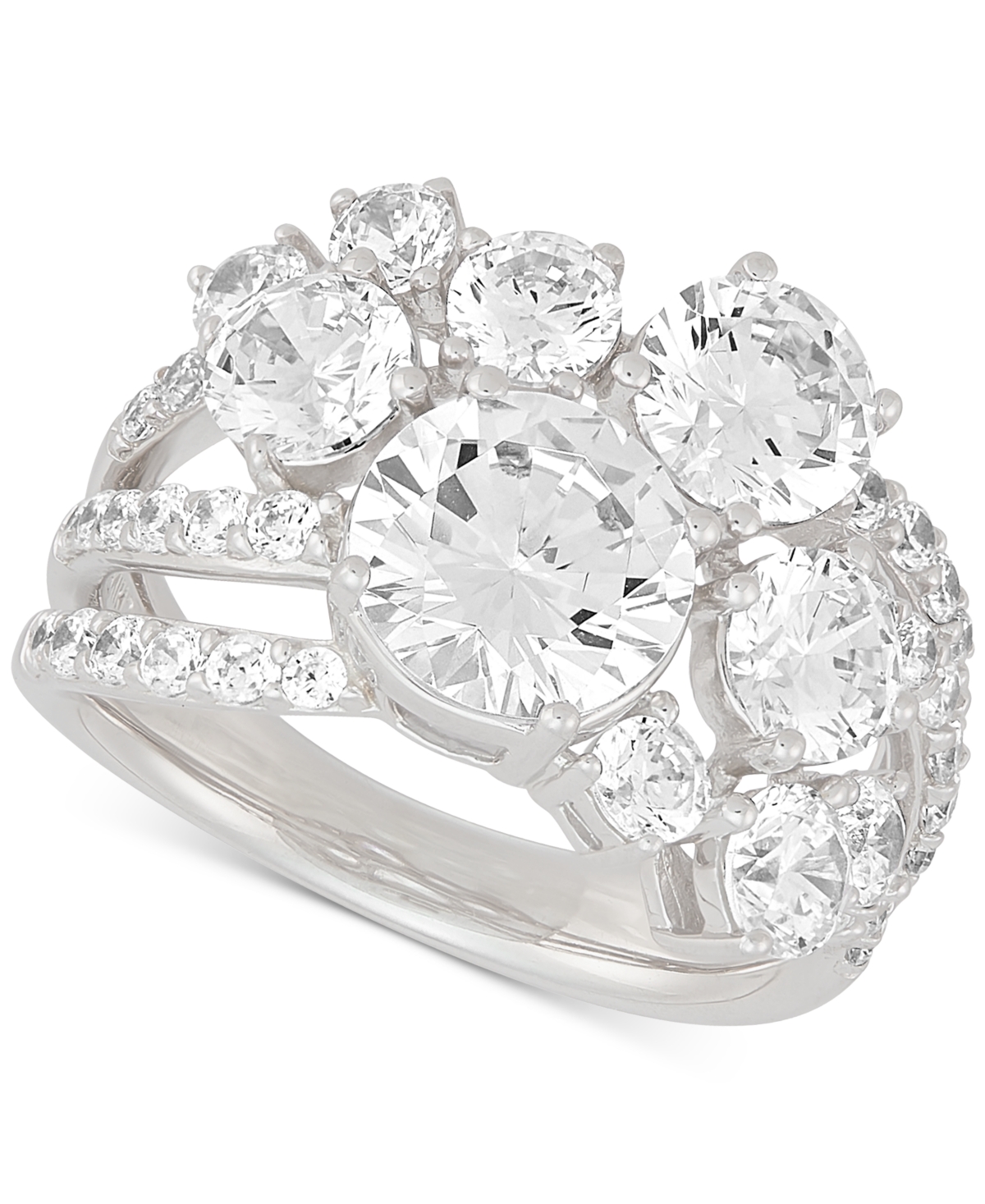 Arabella Cubic Zirconia Cluster Statement Ring In Sterling Silver