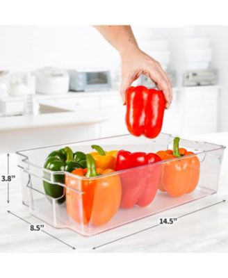 4 Pack Extra Large Clear Fridge Organizers and Storage