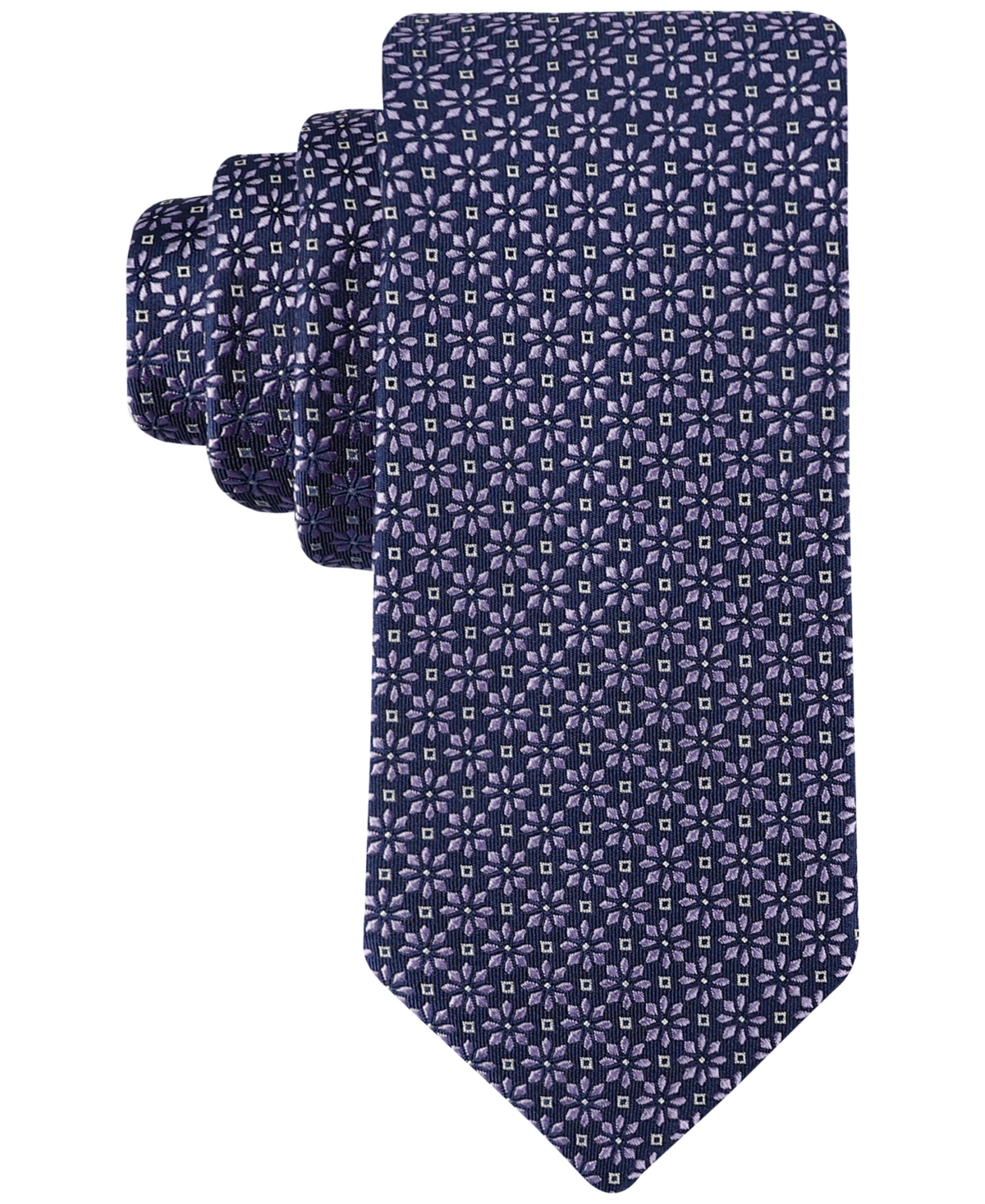 Shop Tommy Hilfiger Men's Classic Daisy Medallion Neat Tie In Navy,purple