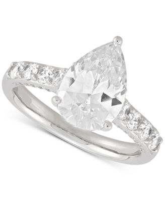 Cubic Zirconia Pear & Round Bridal Set in Sterling Silver