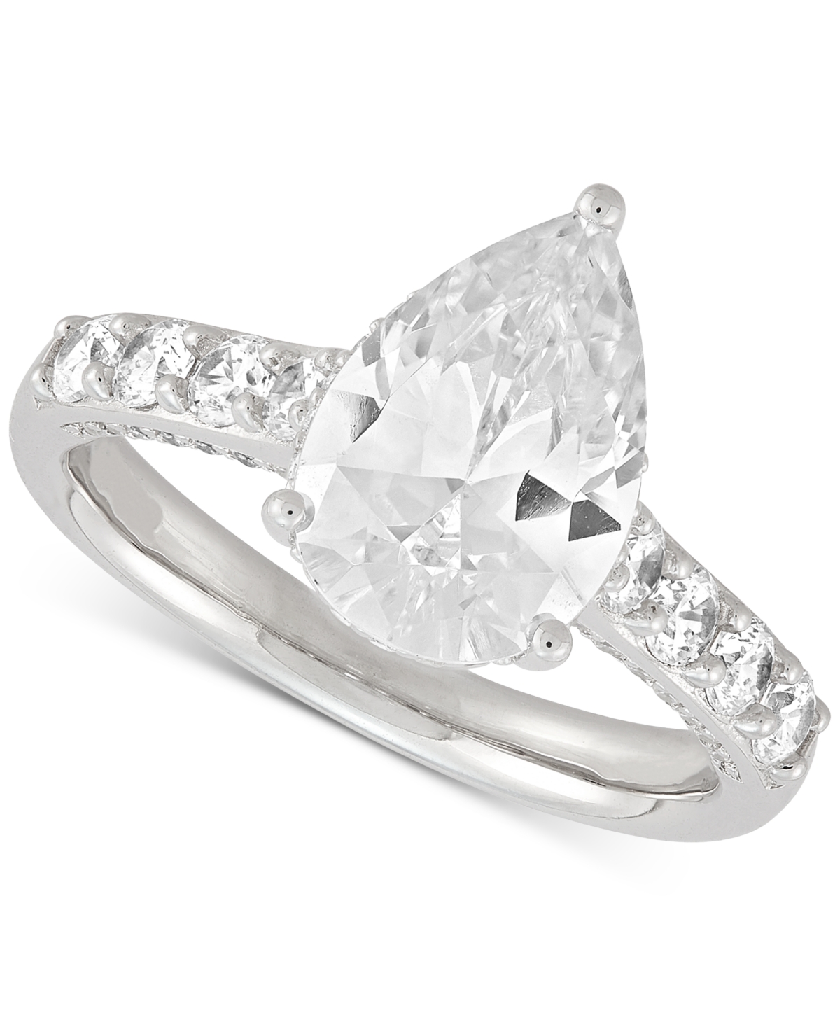 Arabella Cubic Zirconia Pear & Round Bridal Set In Sterling Silver In Sterling Silver