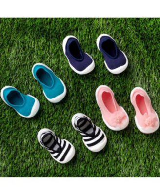 Infant Girl Breathable Washable Non-Slip Sock Shoes Flat - Pompom Flower Pink