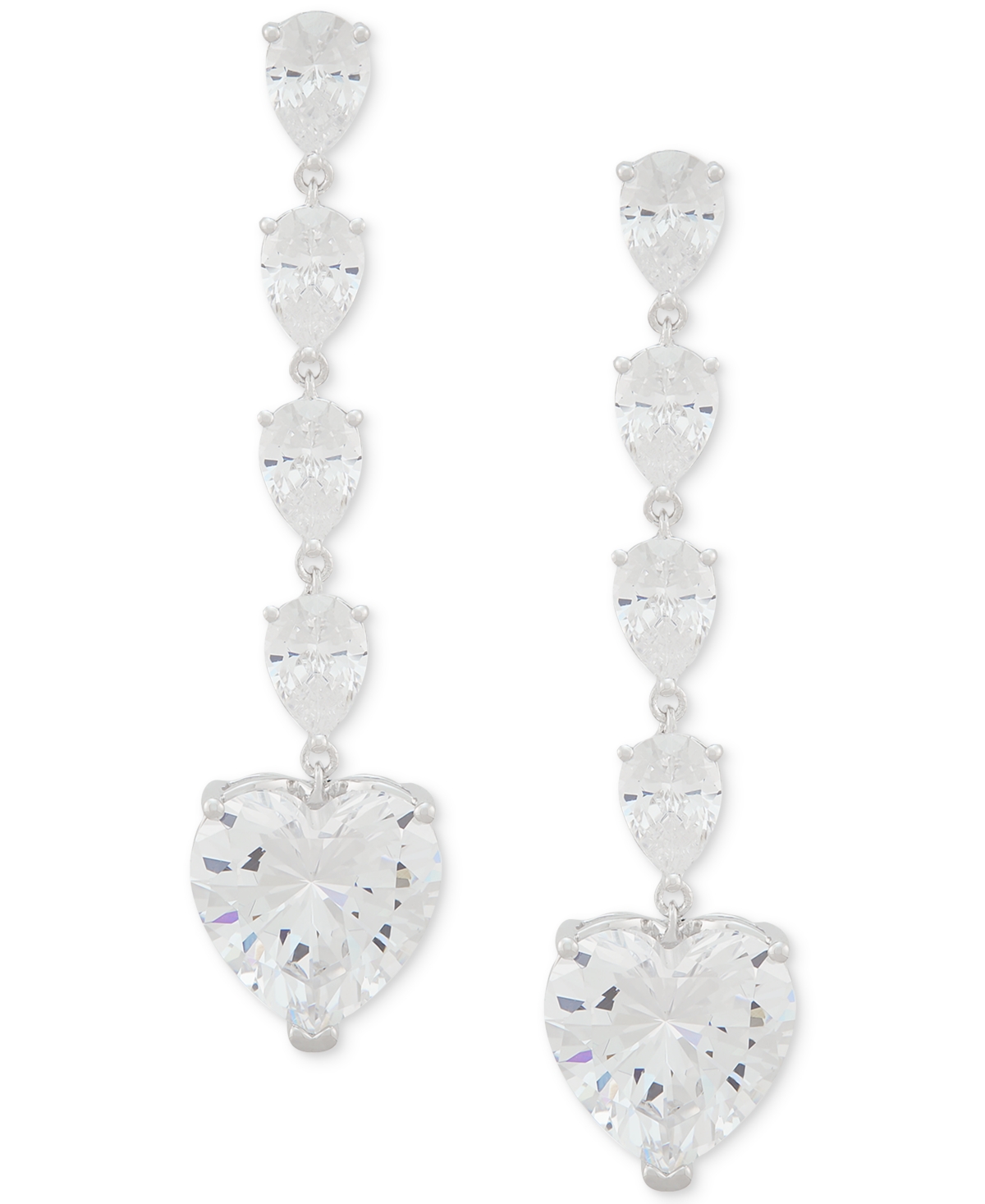 Shop Arabella Cubic Zirconia Heart Dangle Drop Earrings In Sterling Silver