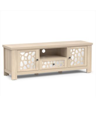 Retro TV Stand Media Entertainment Center with Mirror Doors and Drawer