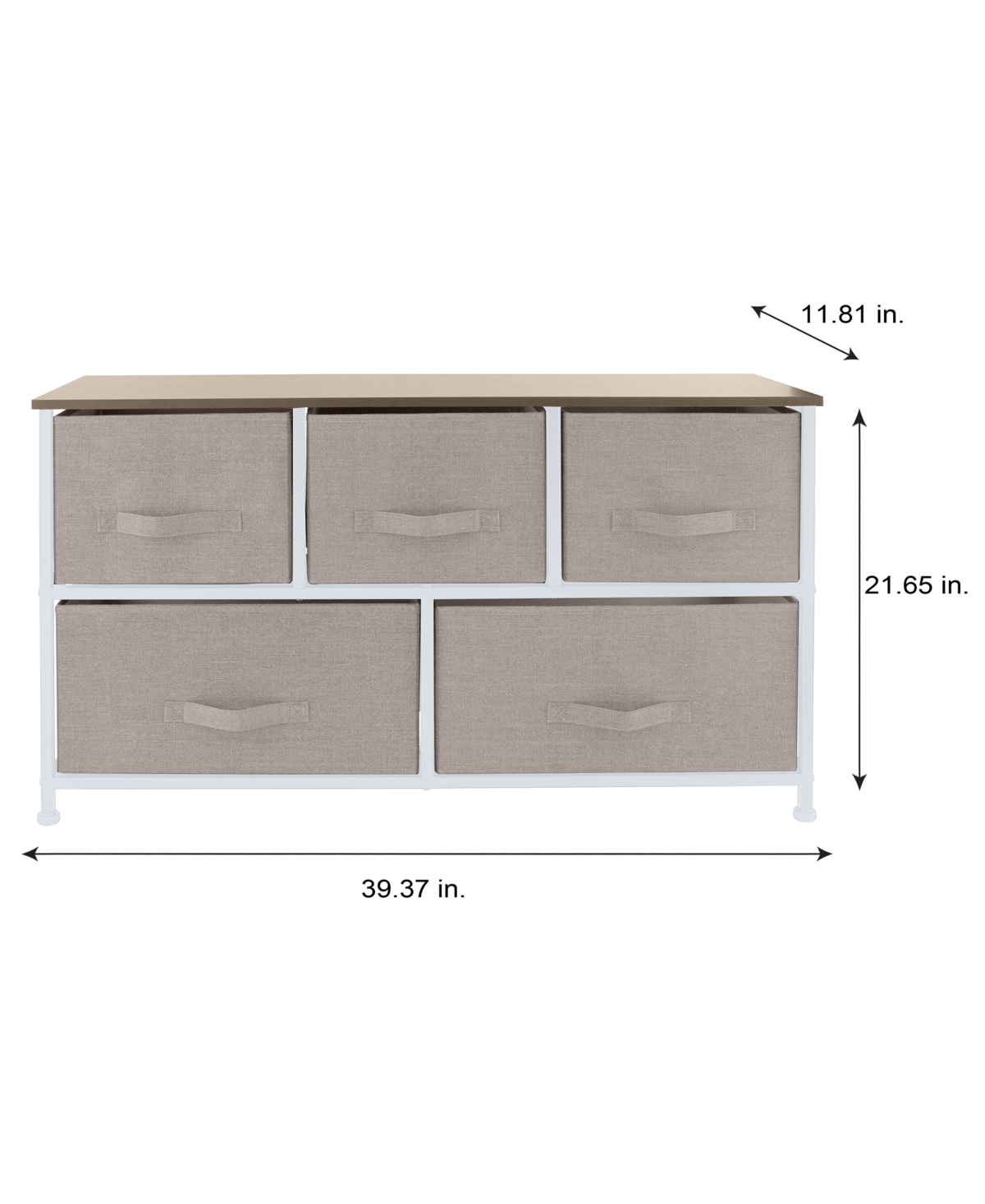 Shop Simplify 5 Drawer Storage Dresser In Beige