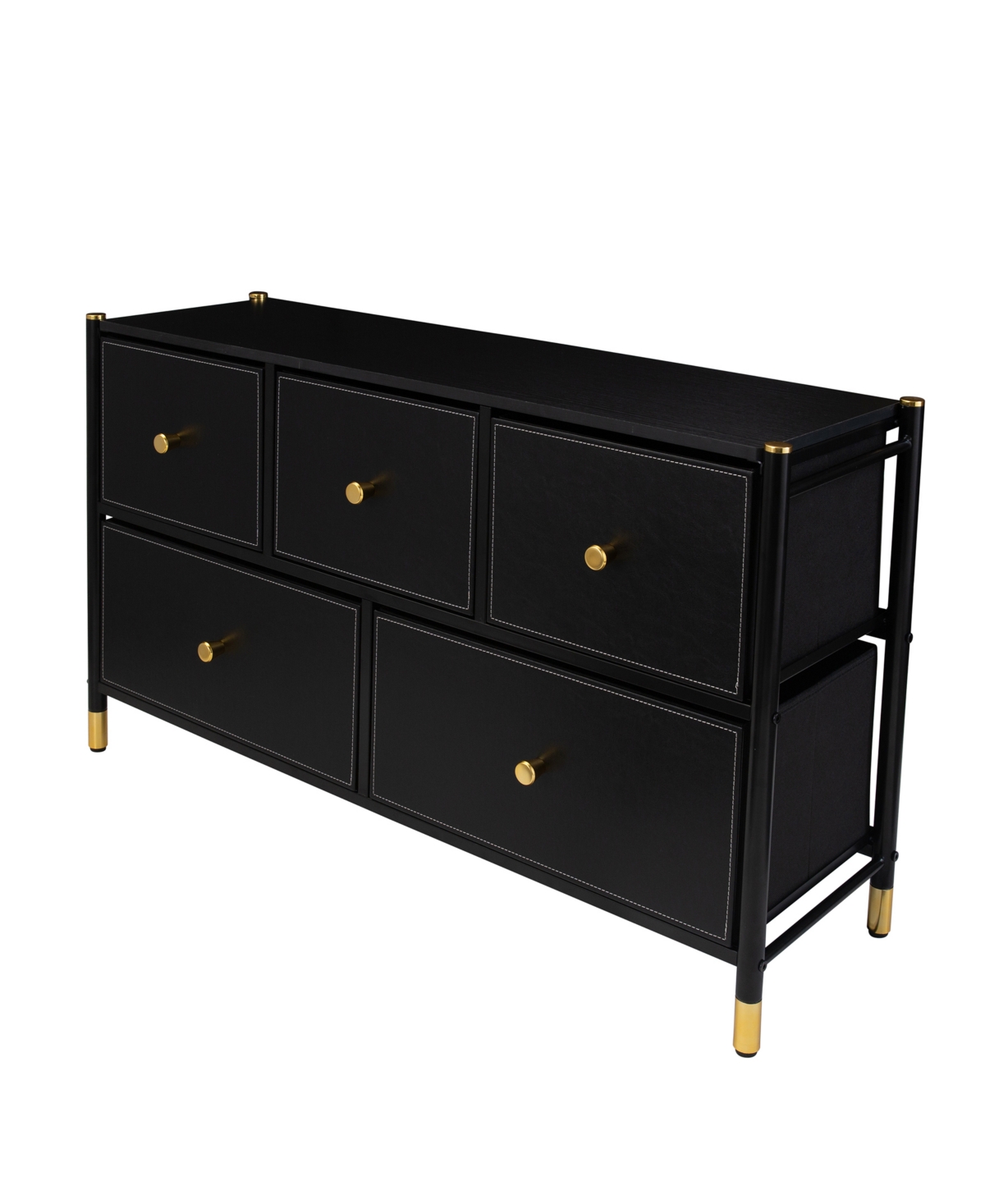 5 Drawer Luxury Dresser in Black - Black