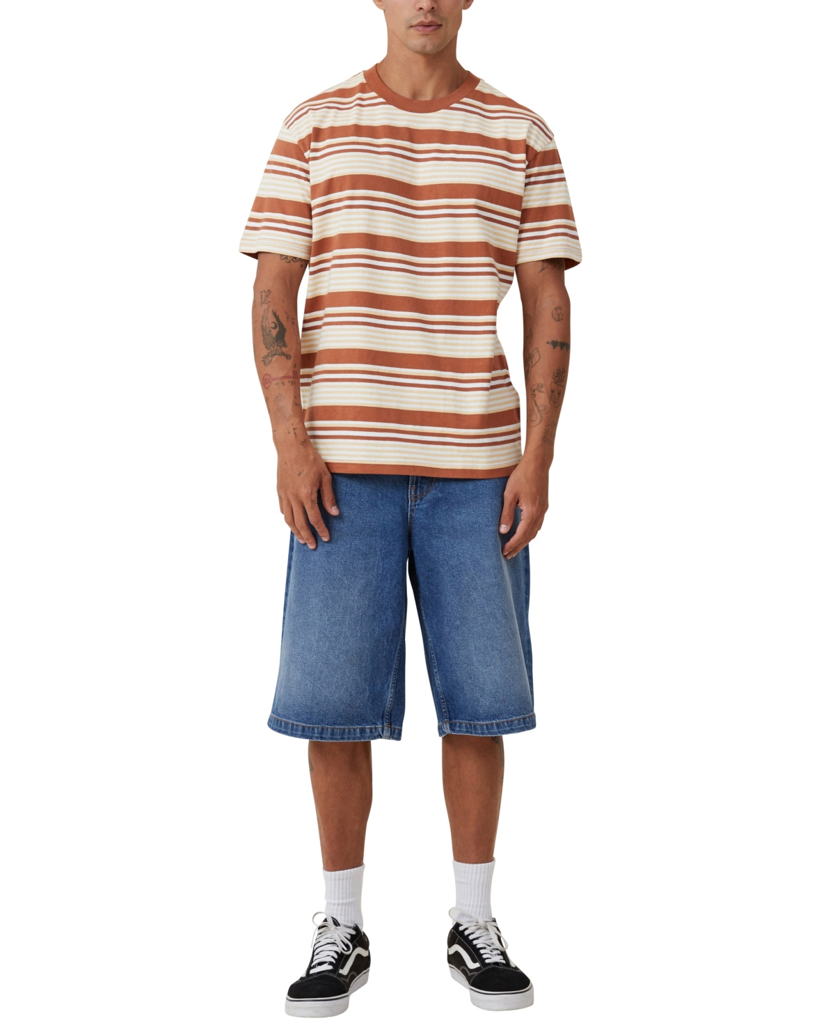 Shop Cotton On Men's Loose Fit Stripe T-shirt In Orange