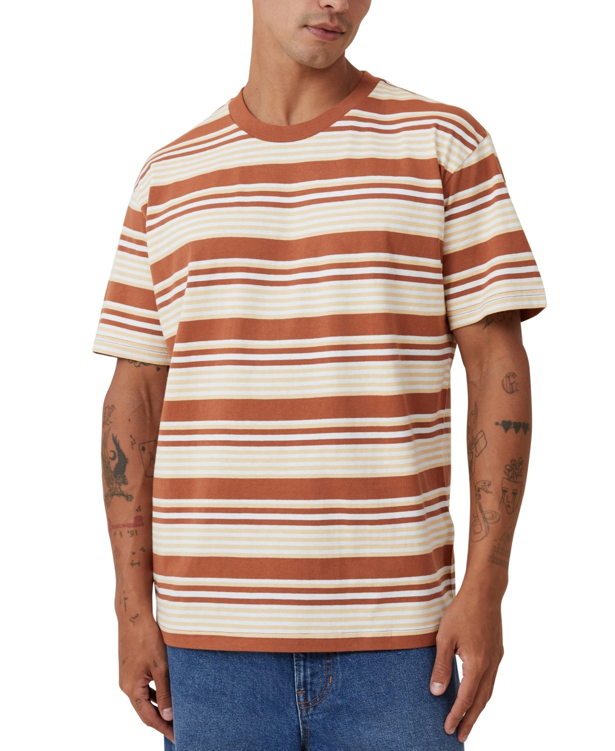 Shop Cotton On Men's Loose Fit Stripe T-shirt In Orange
