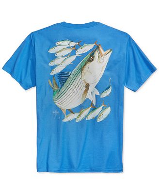 Guy Harvey Striped Bass Pocket T-Shirt - T-Shirts - Men - Macy's