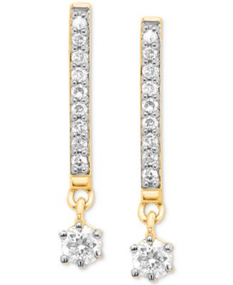 Lab-Created Diamond Dangle Earrings (1/6 ct. t.w.) in Sterling Silver or  14K Gold-Plated Sterling Silver