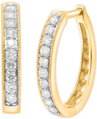 Forever Grown Diamonds Lab-Created Diamond Small Hoop Earrings 12 ct tw in Sterling Silver or 14k Gold-Plated Sterling Silver - Gold-Plated Ster 150$