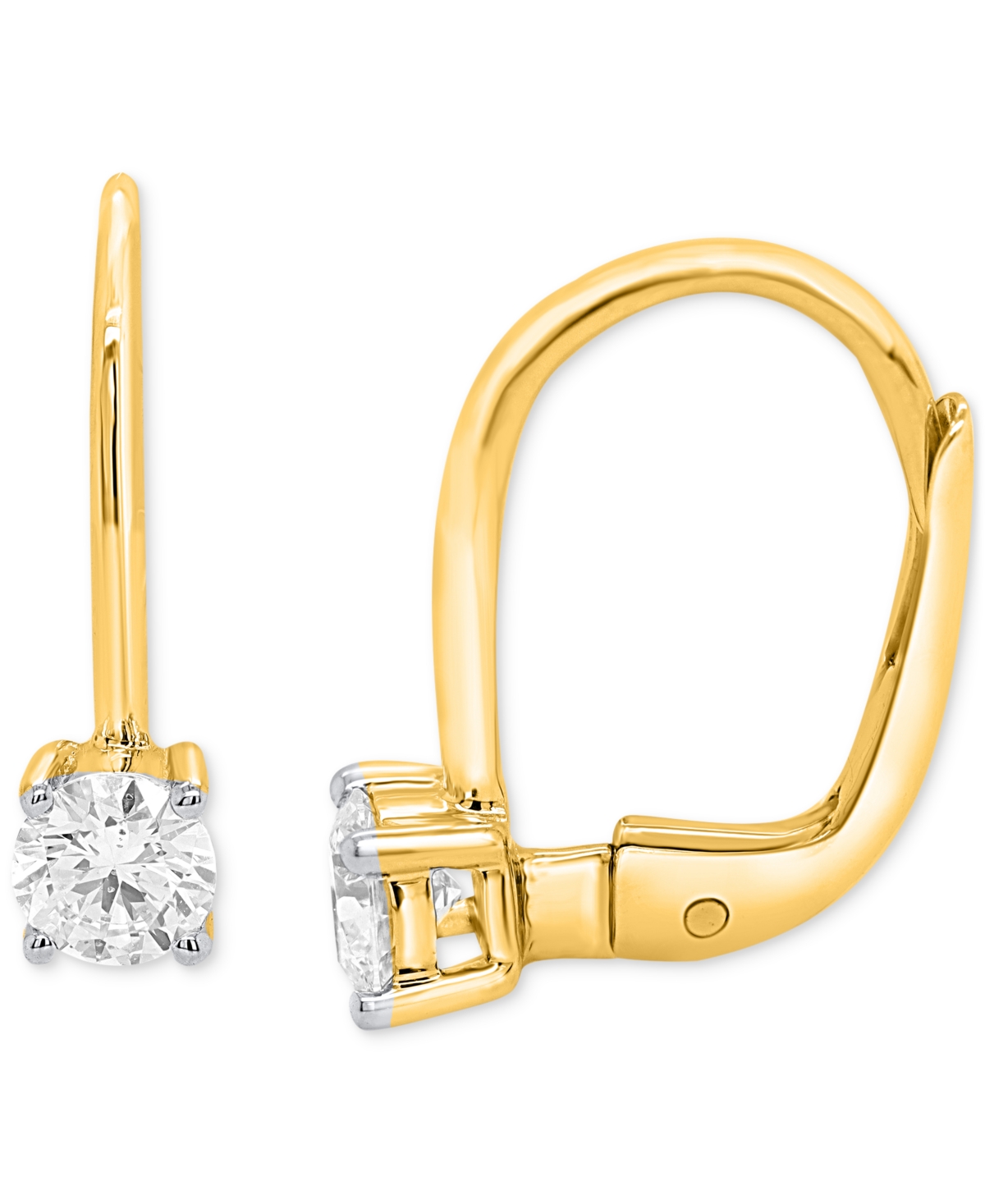 Forever Grown Diamonds Lab Grown Diamond Leverback Earrings (1/2 ct. t.w.) in Sterling Silver or 14K Gold-Plated Sterling Silver - Gold-Plated Sterlin