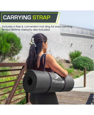 Extra Thick Yoga and Pilates Mat with Sling, 1/2 Inch