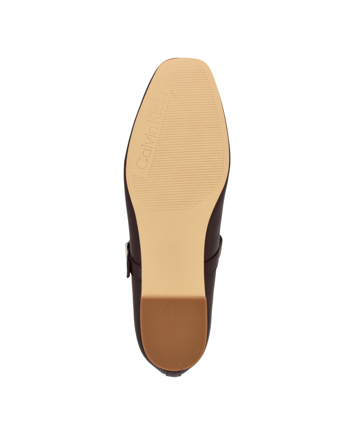 Calvin Klein Womens Buckle Man Made Ballet Flats In Silver