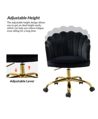 Woman Modern Cute Shell Back Upholstered Desk Chair for Vanity, Living Room