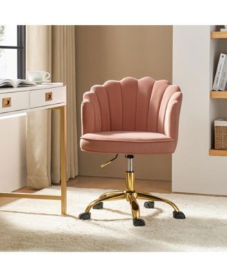 Woman Modern Cute Shell Back Upholstered Desk Chair for Vanity, Living Room