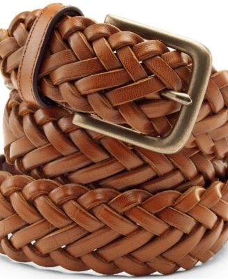 Lands' End Men's Leather Braid Belt - Macy's