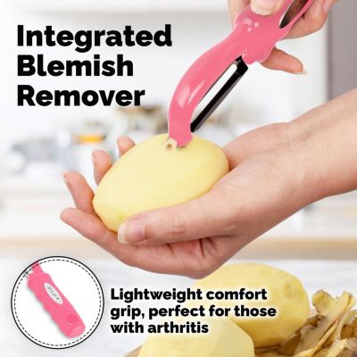 Swivel Vegetable Peeler with Razor Sharp Stainless Steel Blades and Blemish Remover