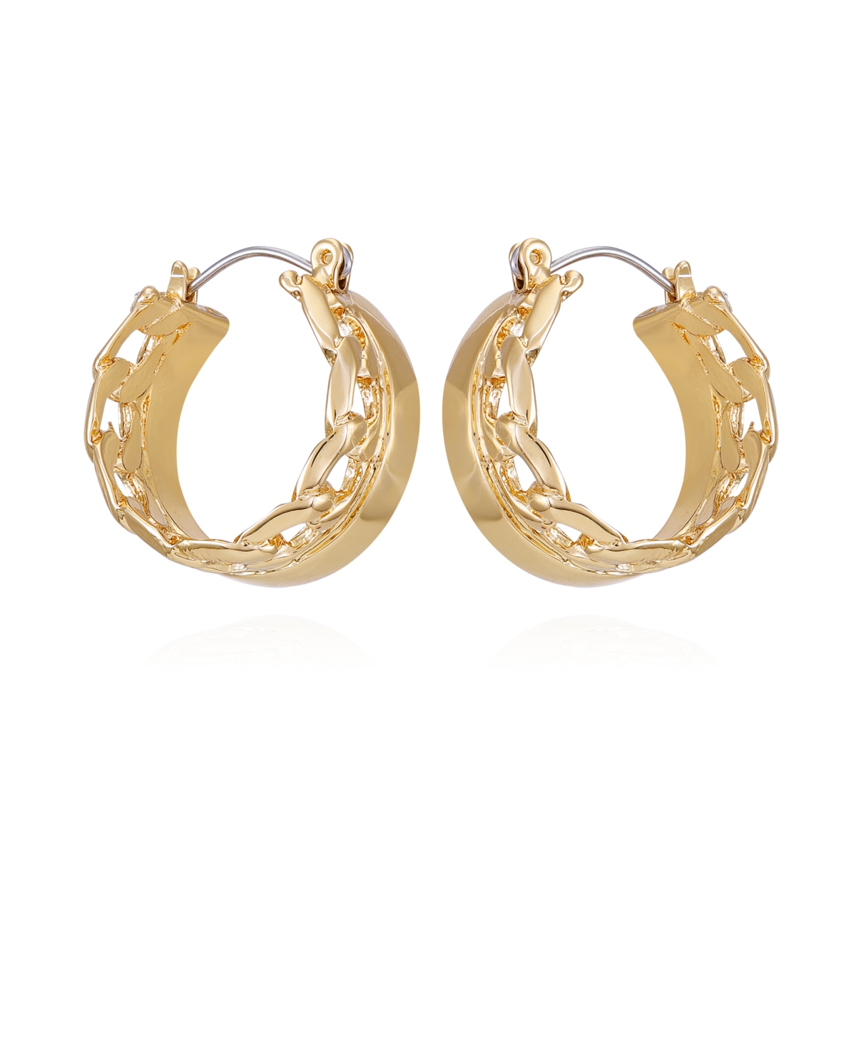 Gold-Tone Textured Organic Hoop Earrings - Gold