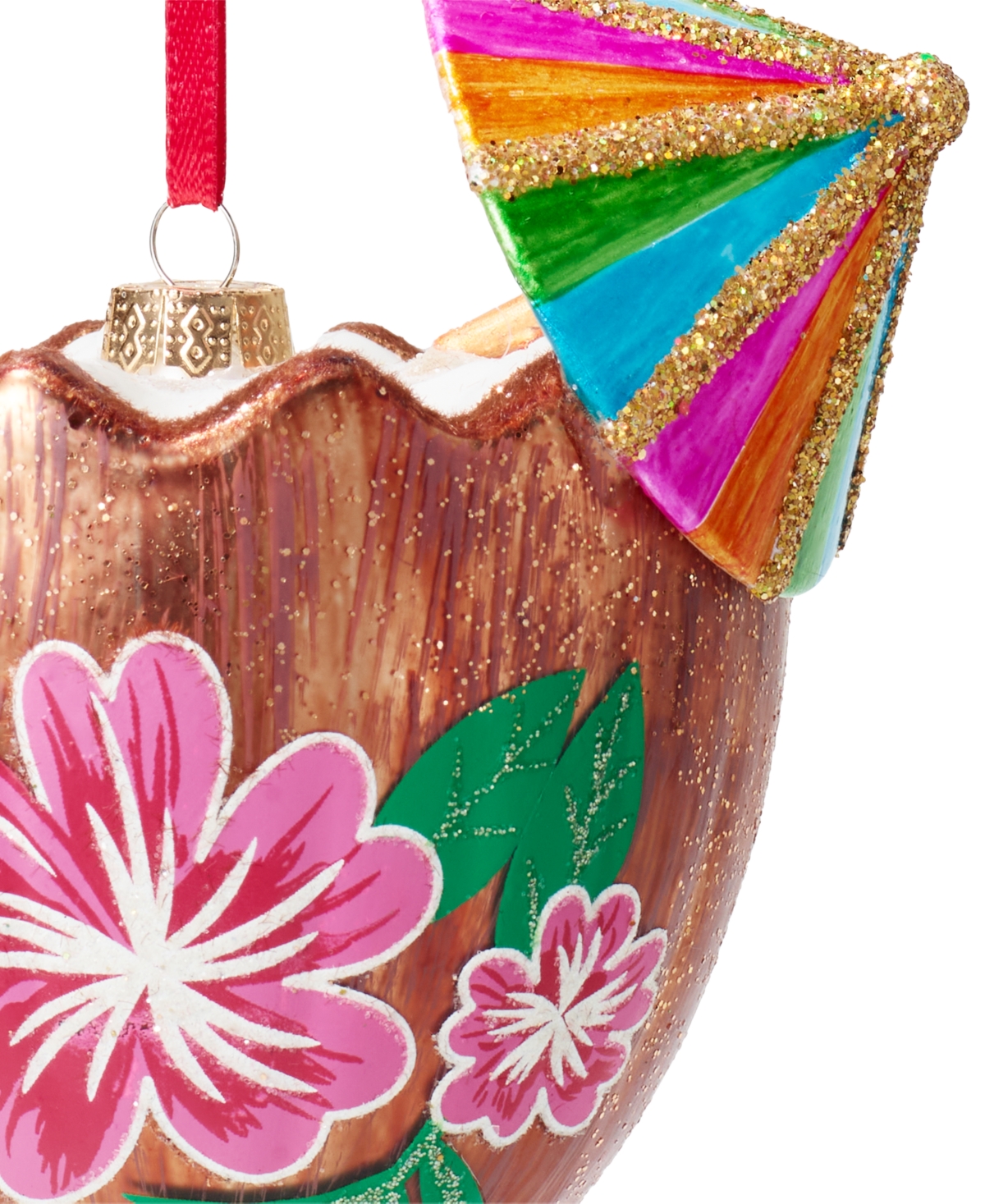 Holiday Lane Hawaii Coconut with Straw & Umbrella Ornament, Exclusively at Macy's