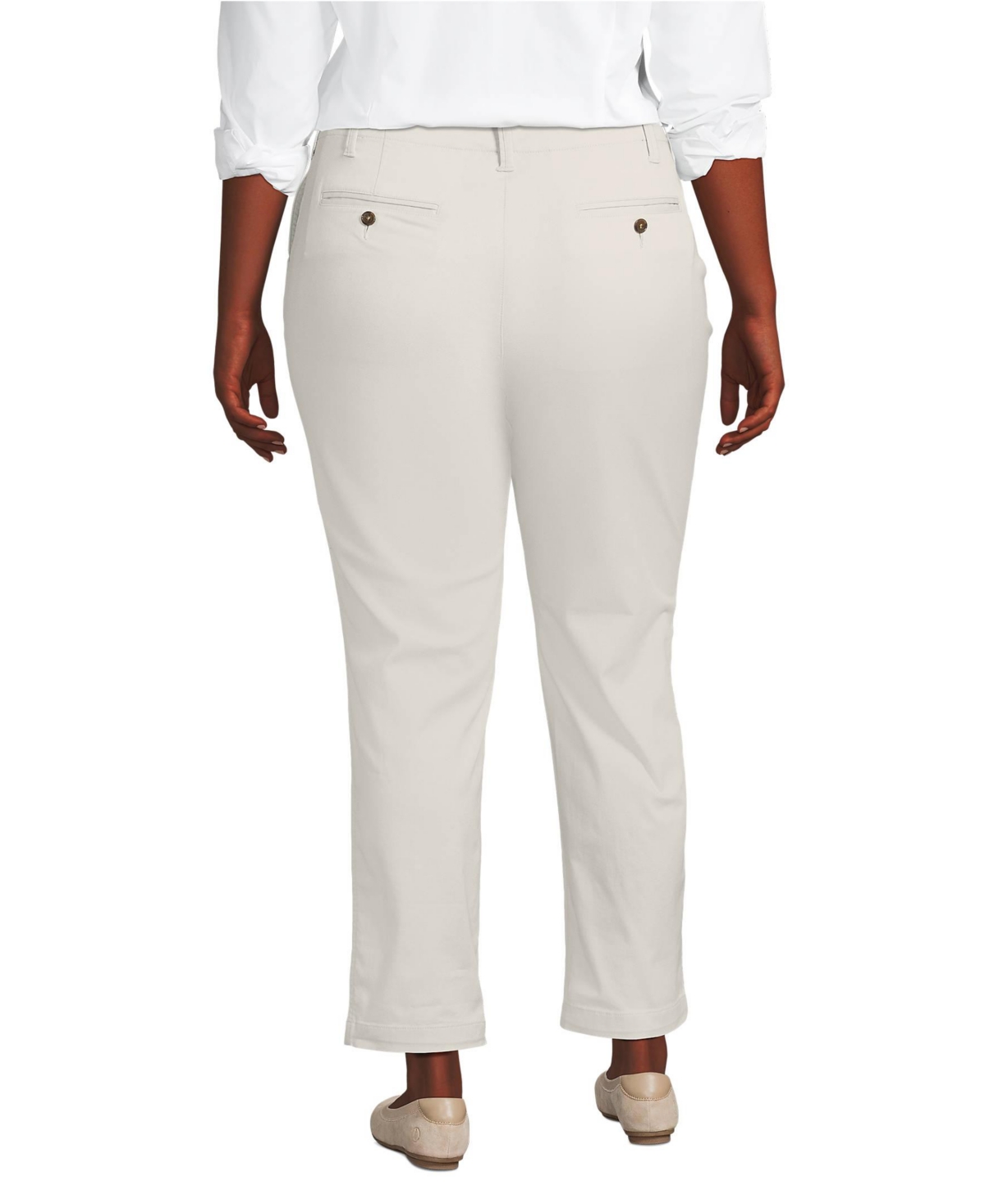 Lands' End Plus Size Mid Rise Classic Straight Leg Chino Ankle Pants