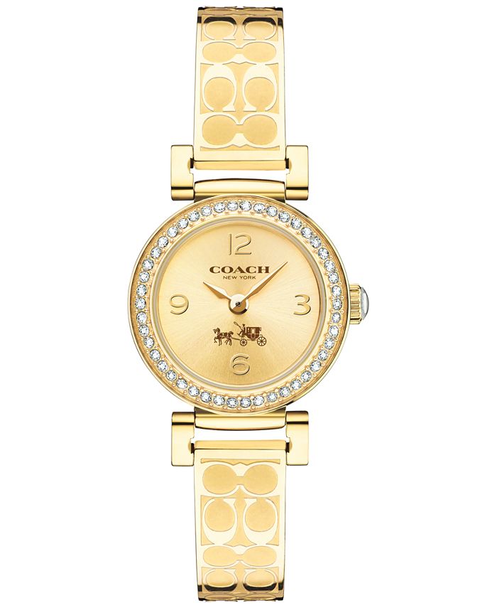 COACH WOMEN'S SIGNATURE ETCHED GOLD-PLATED BANGLE BRACELET WATCH 24MM ...