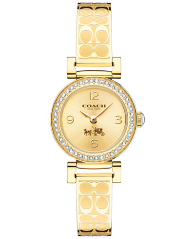 COACH WOMEN'S SIGNATURE ETCHED GOLD-PLATED BANGLE BRACELET WATCH 24MM 14502202