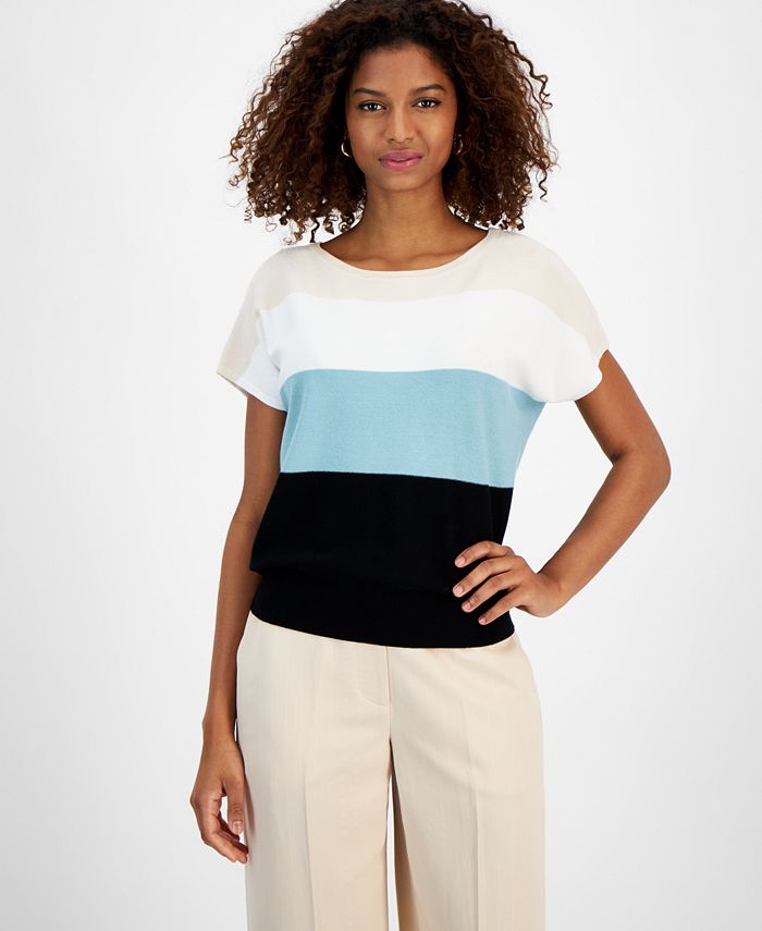 T-Tahari Colorblock Stitch Sweater