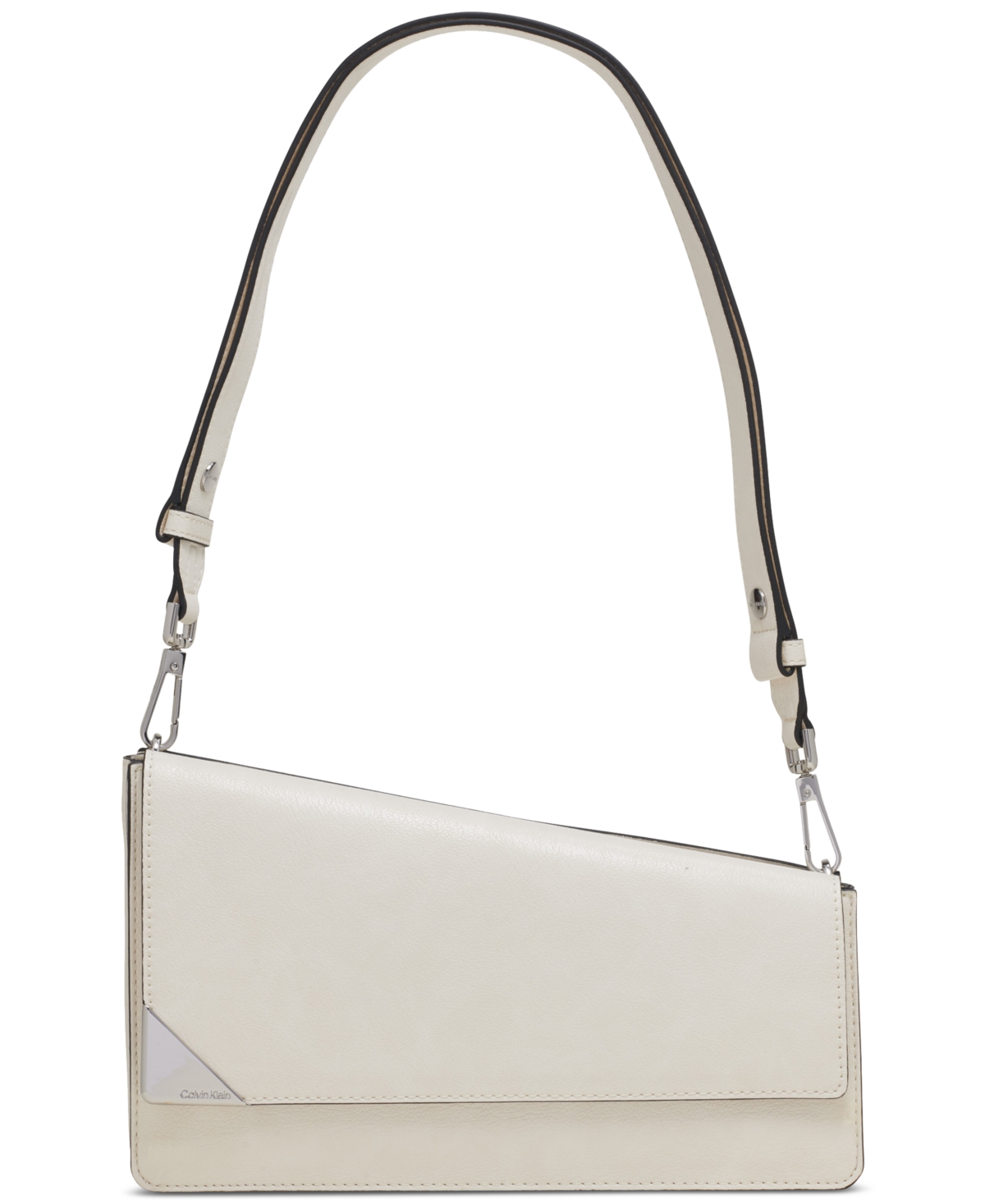 Shop Calvin Klein Basalt Asymmetric Triple Compartment Convertible Shoulder Bag In Cherub Wht