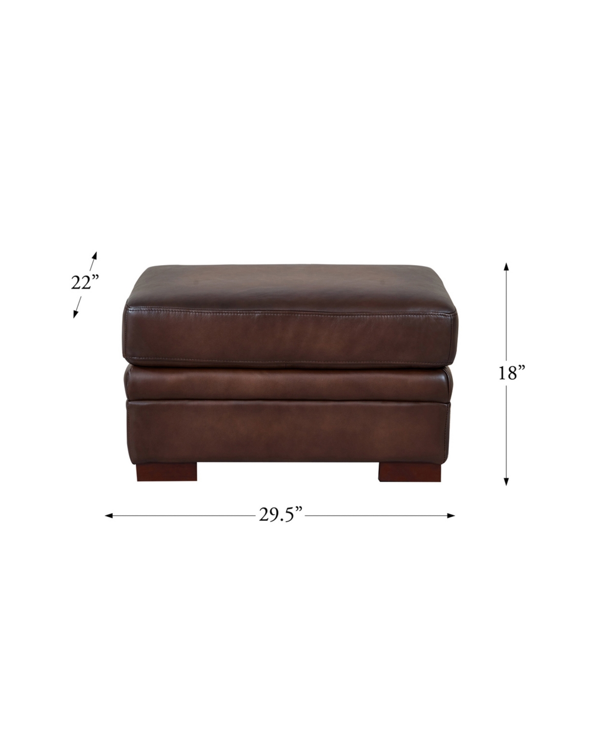 Hydeline Brookfield 30" Top Grain Leather Ottoman In Caramel Brown