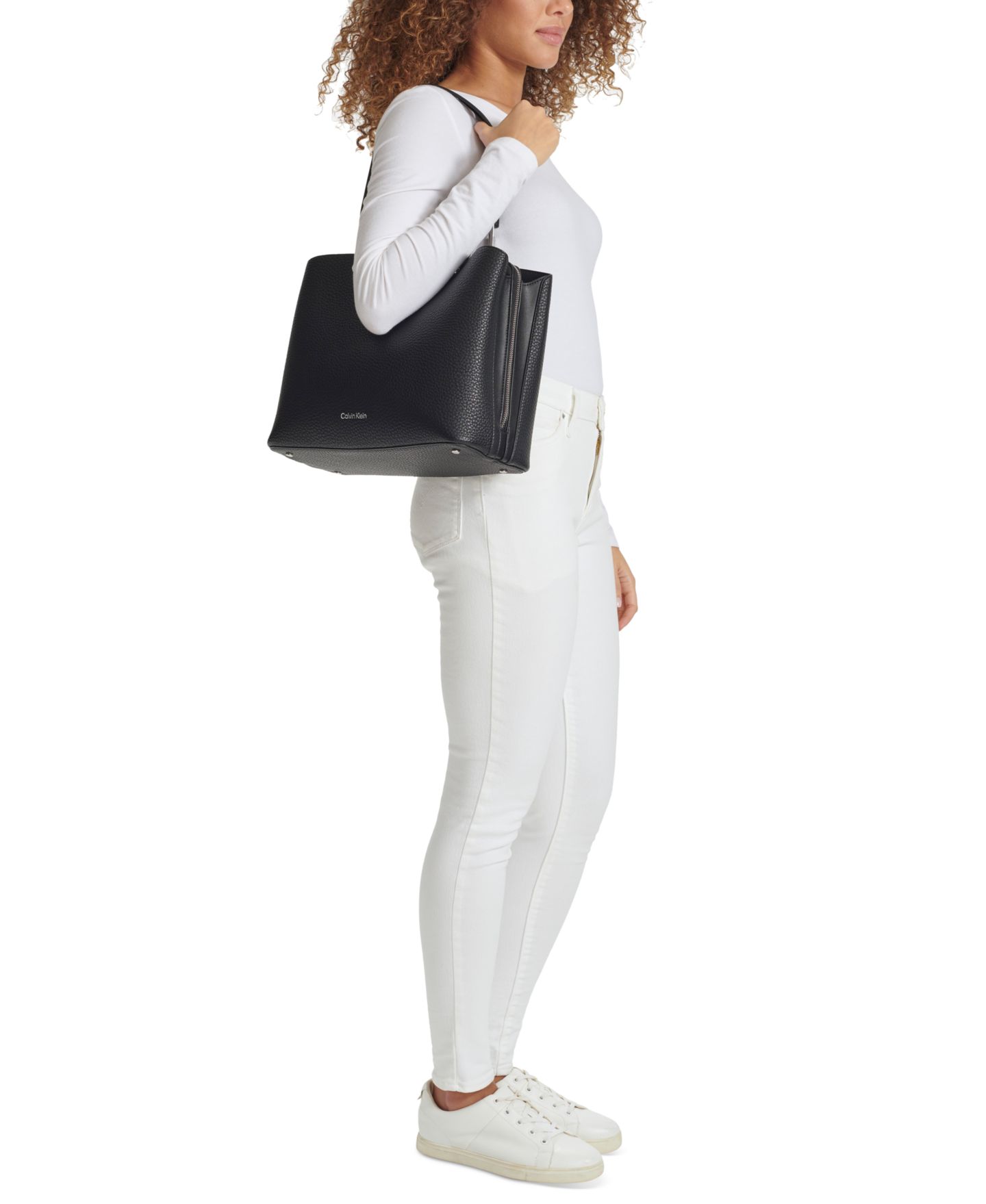 Женская сумка Calvin Klein Garnet Triple Compartment Tote, цвет: Чёрный серебряный — фото 6