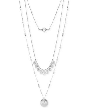 image of Lucky Brand Silver-Tone White Cabochon Layer Necklace