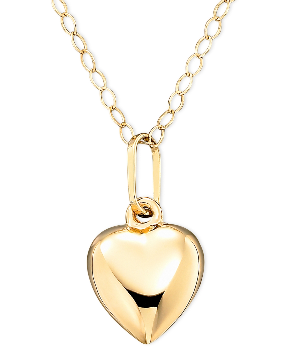 18k Solid Yellow Gold Heart Shaped Pendant for Necklace for Children and Girls 