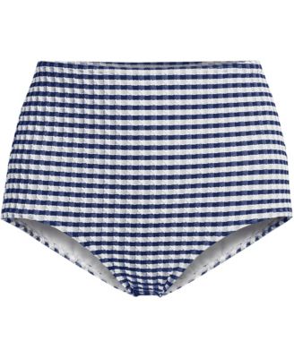 Plus Size Tummy Control Gingham Tugless High Waisted Bikini Bottoms