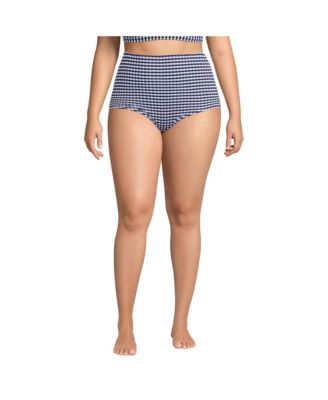 Lands End Plus Size Tummy Control Gingham Tugless High Waisted Bikini Bottoms Macy s