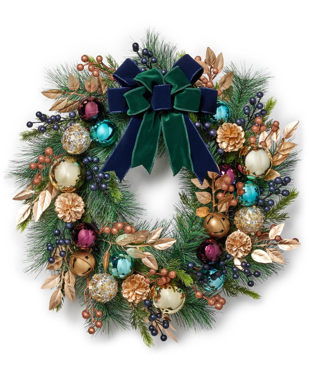 Holiday Lane Jewel Tones Green, Purple and Blue with Pinecones and Berries, Created for Macy's