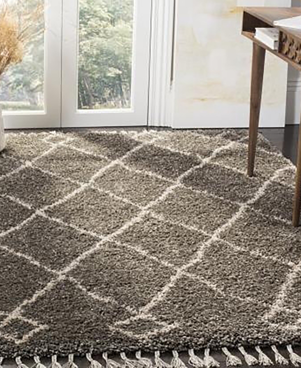 Safavieh Moroccan Fringe Shag MFG241 X 5' Area Rug -Cream