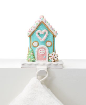 Holiday Lane - Sugar Plum Blue, Pink & White Gingerbread House Stocking Holder