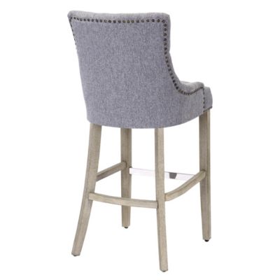 29" Linen Tufted Buttons Upholstered Wingback Bar Stool (Set of 2)