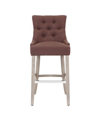 29" Linen Tufted Buttons Upholstered Wingback Bar Stool (Set of 3)