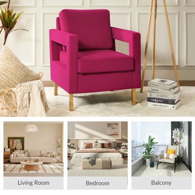 Levitt Square Arm Velvet Accent Chair with Metal Base