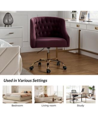   Standard   Velvet, Gold Metal   Stylish, Compact Desk Chair