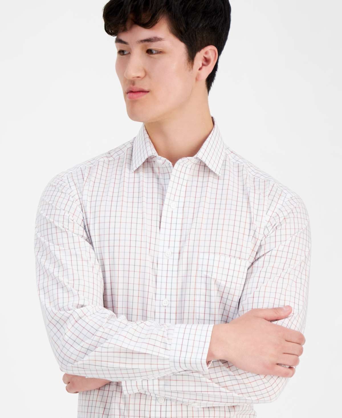 Club Room Men's Window Plaid Dress Shirt, Created for Macy's -red/green