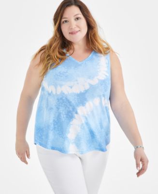 売れ筋商品|||スタイルアンドコー カットソー トップス レディース Plus Size V-Neck Tank, Created for Macy's Industrial Blue Style & Co Plus Size V-Neck Tank Top, Created for Macy's