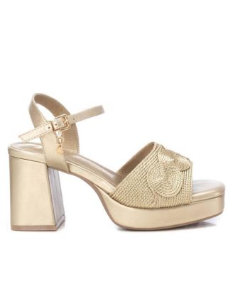 Xti Women s Heeled Platform Sandals 142845 Gold 5.5