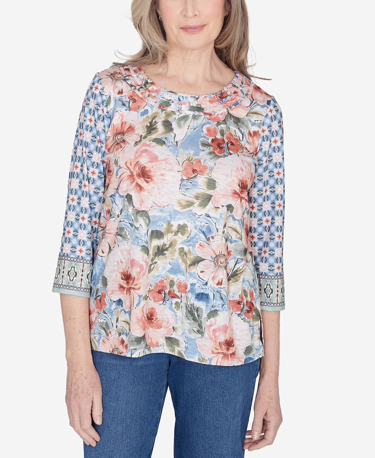 Scottsdale Women's Floral Geometric Triple Knot Top - Multi