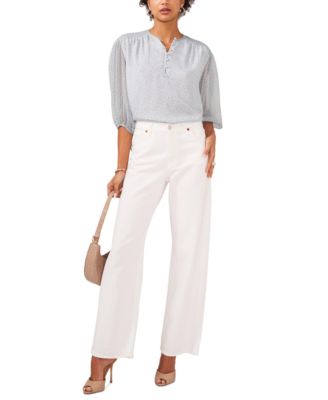 Women's Printed Pintuck 3/4-Sleeve Blouse