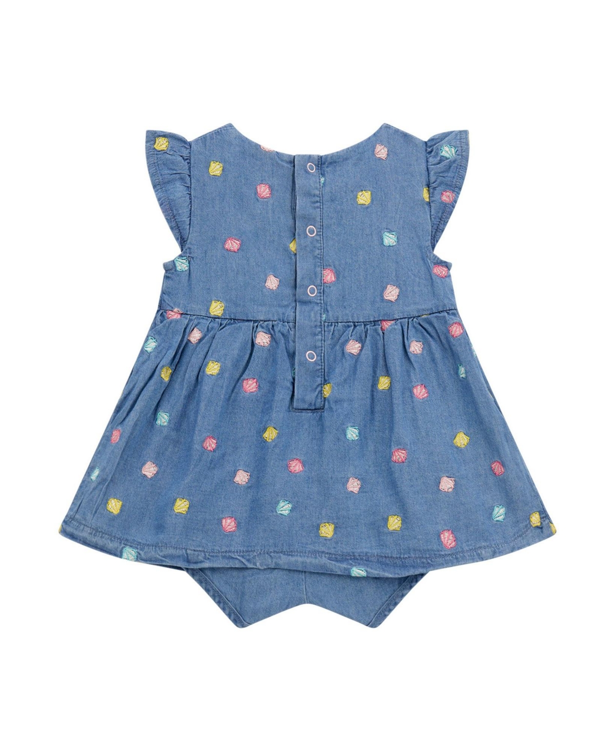 Shop Guess Baby Girls Short Sleeve Dress In Medium Sky Light Blu