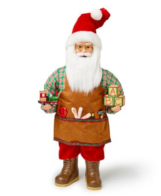 Holiday Lane - Santa's Burgundy & Brown Caucasian Bear & Train Santa