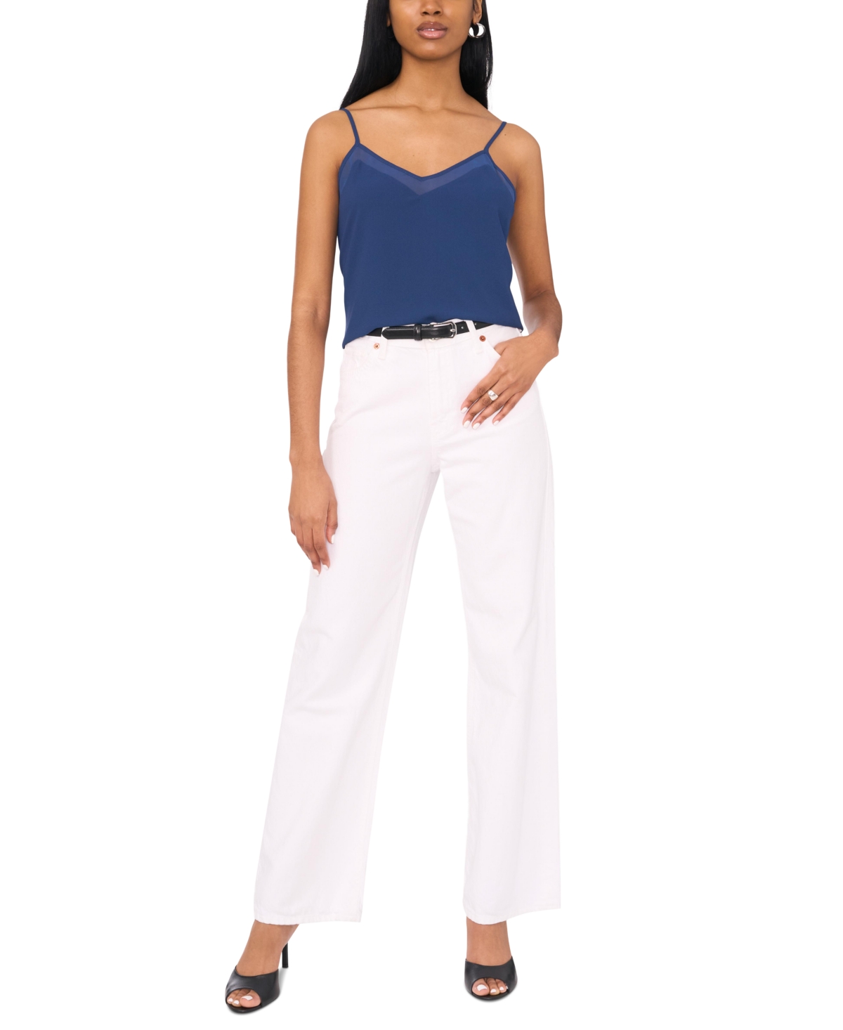 1.state Women's Spaghetti Strap Chiffon-Trim Camisole